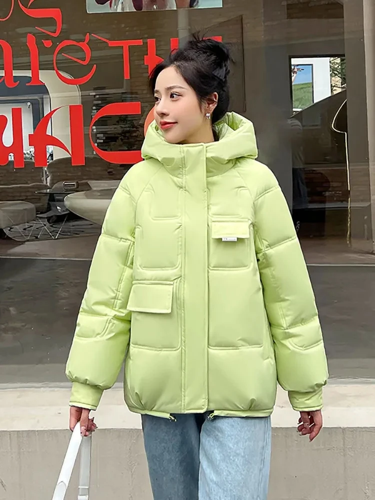 2023 Women Winter Puffer Jacket Hooded Parka Female Thicken Down Cotton Coat Korean Loose Ladies Warm Short Outwear