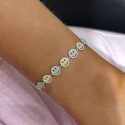2026 New Arrived Fashion Women Girl Jewelry Micro Pave 5A Cubic Zirconia CZ Smile Face Charm Happy Bracelet