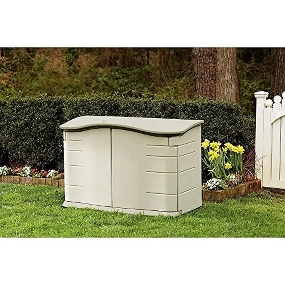 Horizontal Resin Shed 4.5x3 Ft Weather Resistant Beige/Brown Storage Solution Home/Yard/Patio Organization