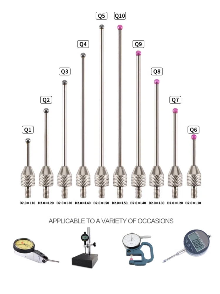 1PC Length Ruby Head Pin Gauge Micrometer Tip Lever Dial Test Indicator Probe Rod Ruby Multimeter Test Lead