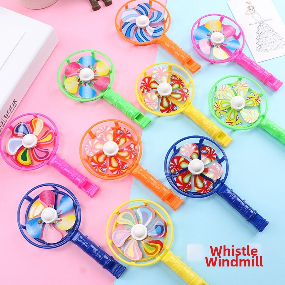 5pcs Colorful Party Favors Bulk Gift 117 * 62mm Plastic Whistle Windmill Elementary School Students Random