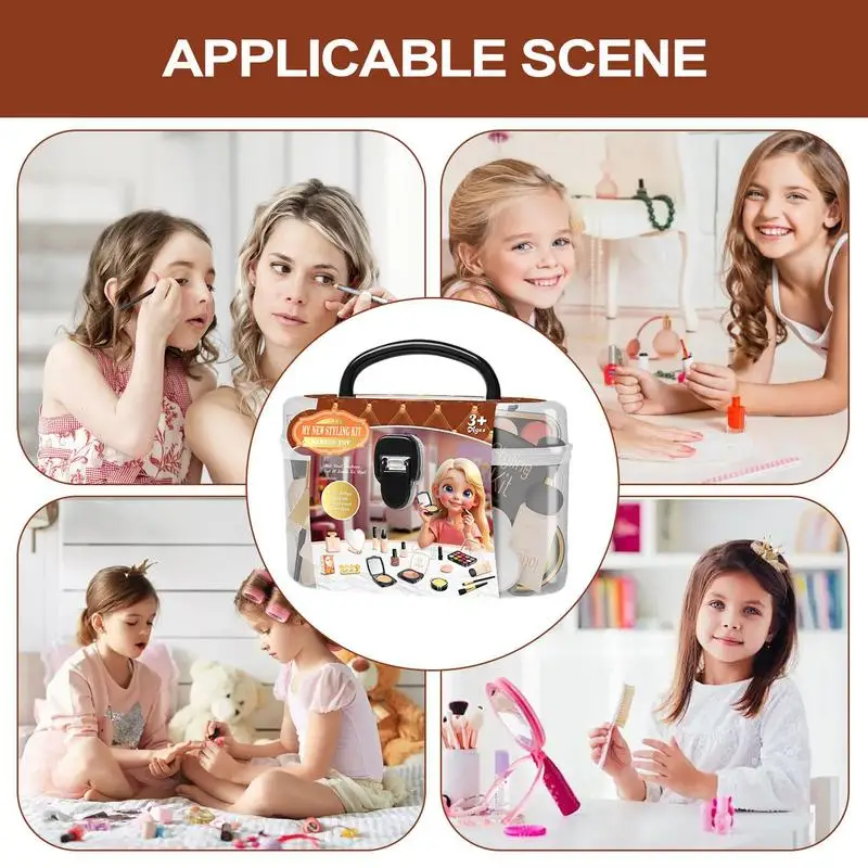 Crianças conjuntos de maquiagem menina princesa maquiagem jogar casa kit seguro e inofensivo brinquedo interior para aniversário natal dia das crianças