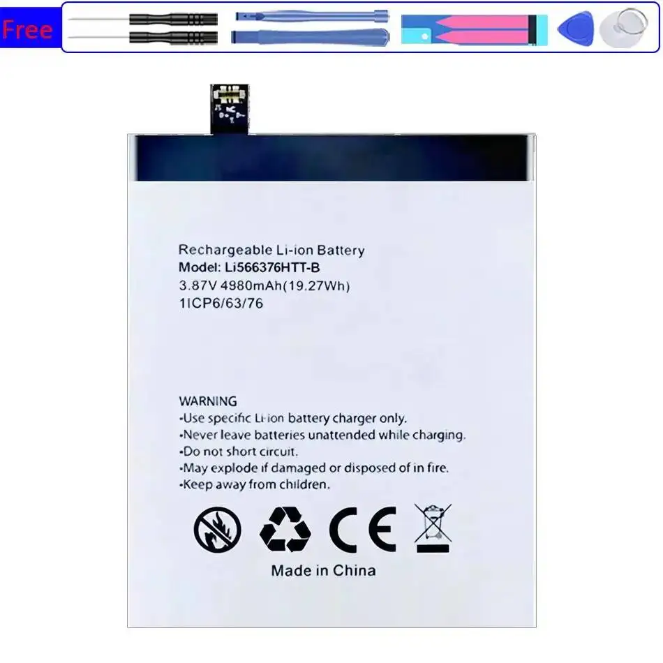 

High Capacity For Blackview BL5000 6.36 Inch Mobile Phone Battery 4980mAh bl5000 LI566376HTT-B