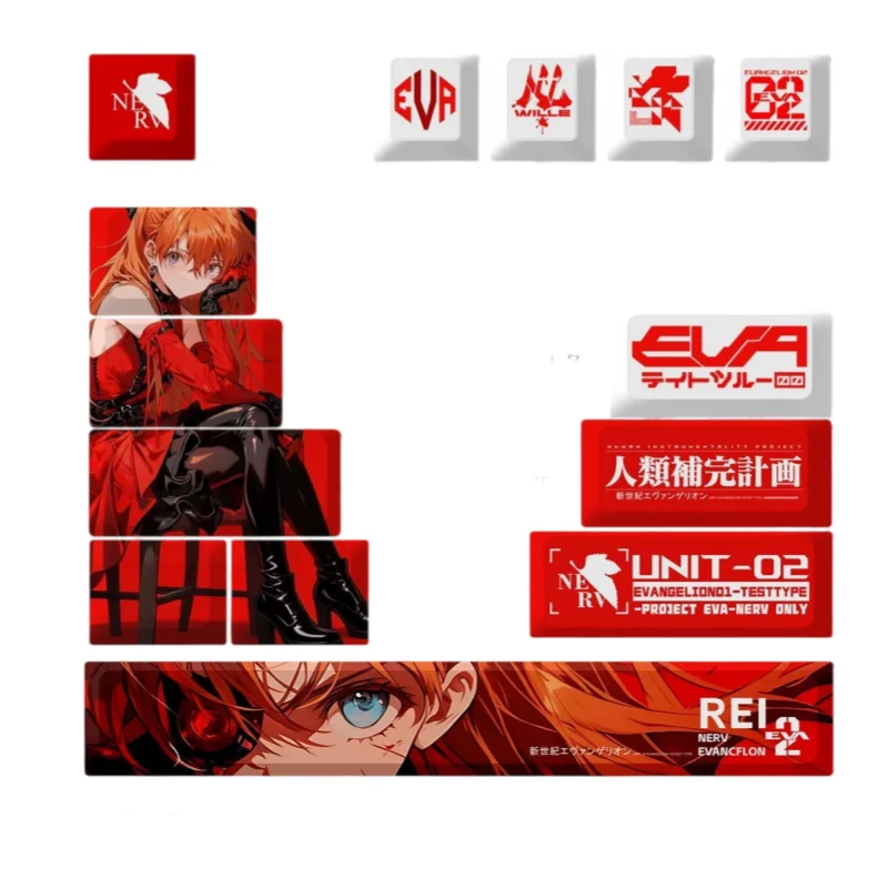 14 Key/set Asuka Shikinami Langley Pbt Keycaps Rei Ayanami Mechanical Keyboard Original Height Eva Anime Keycap Set Gift view 6