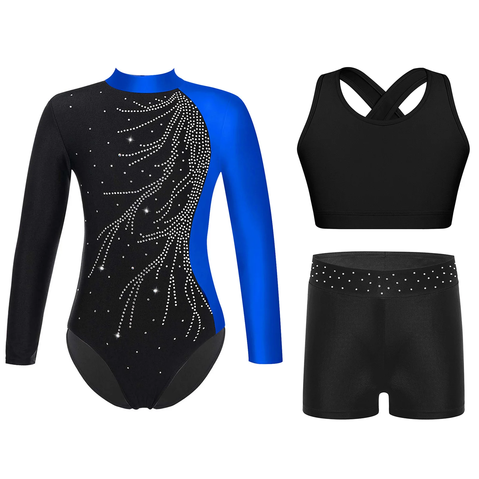 

Kids Ballet Tutu Gymnastics Leotard + Jersey Tops Shorts Yoga Dancewear Sets for Girls Children Skating Jumpsuit Dance Outfits