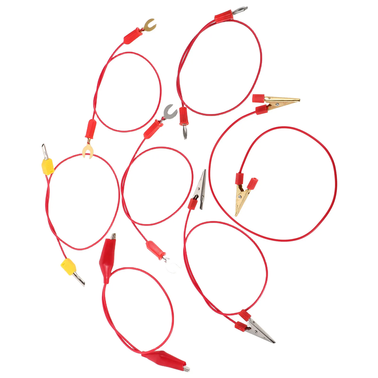 

7Pcs Physics Laboratory Circuit Leads Banana Plug Clips U Shaped Forks Electrical Testing Wire Set Multi Functional Electric