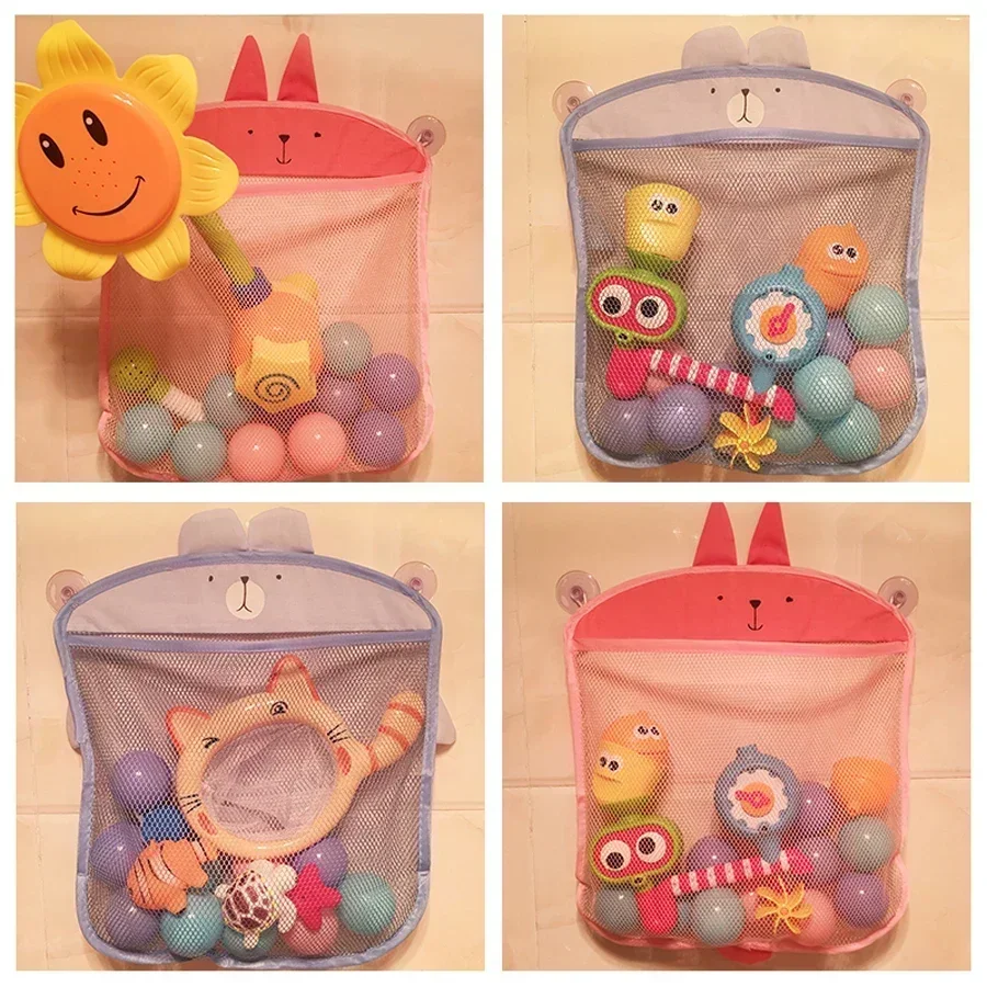 New Cute animal Bath Toys Kids Baby Tidy Storage Suction Bathroom Bathtub Doll Hanging Bag Basket Mesh Storage Bag Water Toys