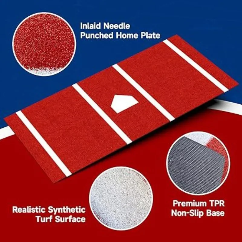 

Portable Baseball Softball Practice Mat Non-Slip Surface Hitting/Pitching Training Pad Indoor/Outdoor