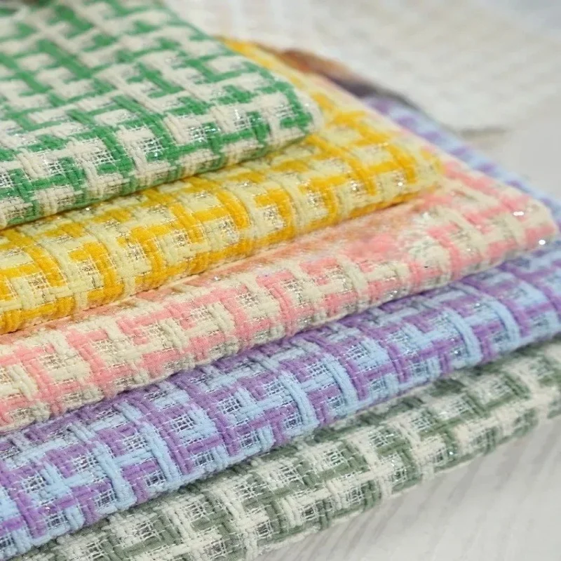 

Bright Thread Soft Wear-resistant Woven Plaid Fabric for Outerwear Fashion Apparel Diy Sewing Cloth Per Meter Material