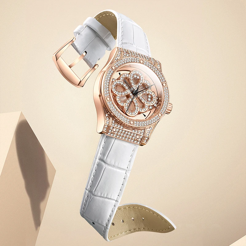 Mark Fairwhale 3710 Women's Quartz Movement Watch with Diamond Dial And Leather Strap - Waterproof Luxury Watch for Women