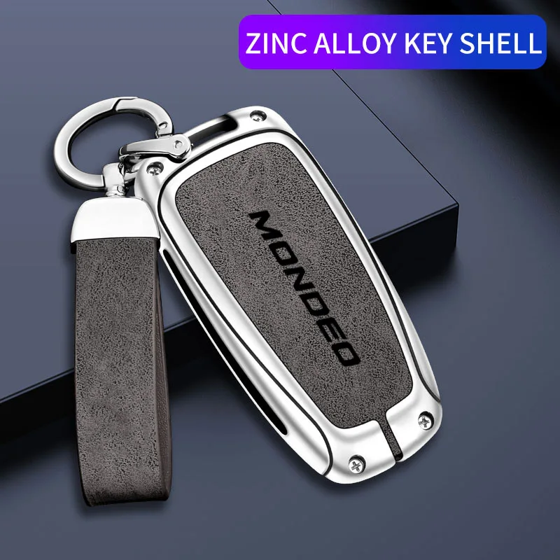 Car Auto TPU Zinc Alloy Key Case Bag For Ford MONDEO Logo Car Key Chain Car Metal Key Shell Car Interior Decoration Accessories