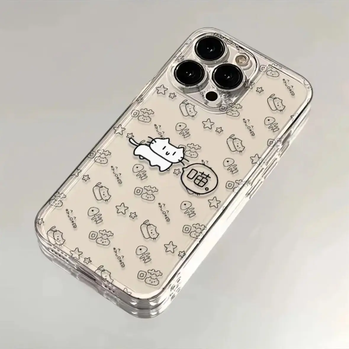 Cute Full Screen Kitten Fish Phone Case For OPPO Reno 12F 12 7 11 11F 10 2F 4 8 8T 8Z 7Z 7 6Z 6 5 Pro Plus 4G 5G Clear TPU Cover image 4