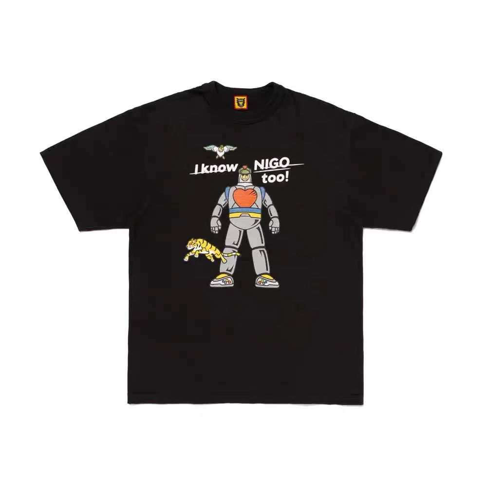 T-shirt en coton Human Made I Know NIGO Robot Slub, t-shirt graphique pour hommes et femmes