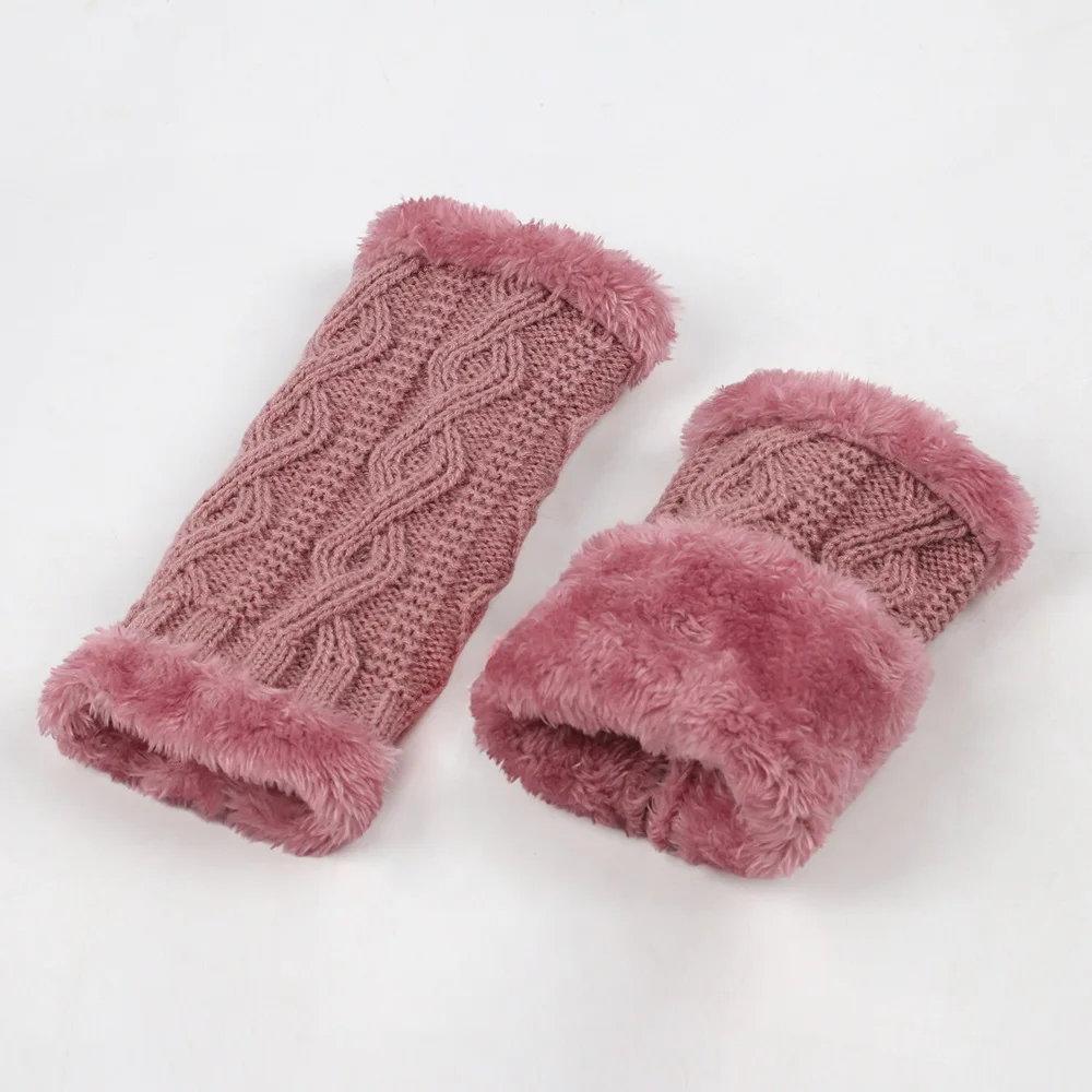 نصف اصبع قفازات للنساء لينة الشتاء الدفء الفاخرة بلون أفخم محبوك أصابع قفازات غامض قفازات محبوكة