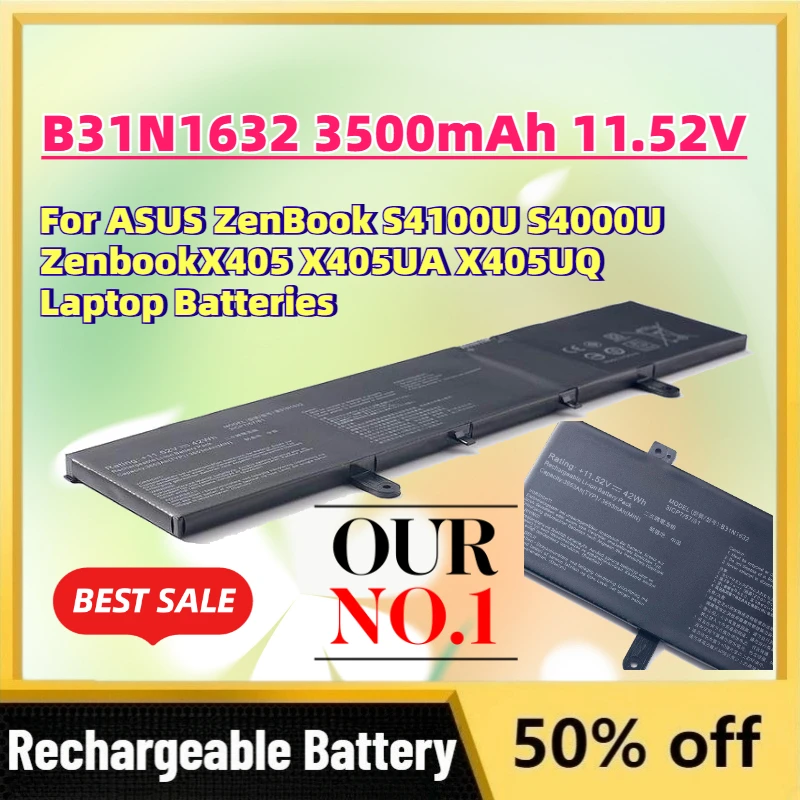 Upgrade B31N1632 3500mAh 11.52V Replacement Battery for ASUS ZenBook S4100U S4000U ZenbookX405 X405UA X405UQ Laptop Batteries