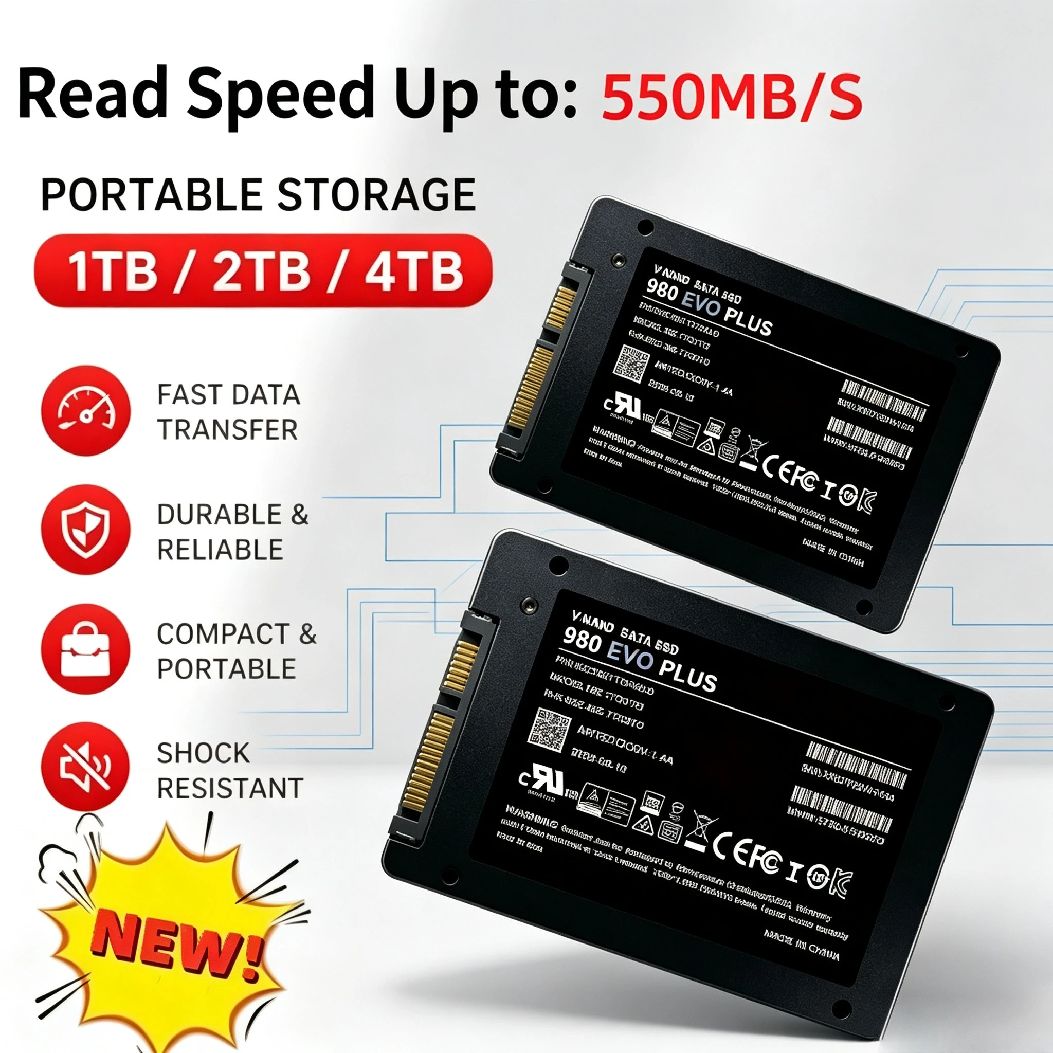 Internal HDD Hard Drive 980/990 EVO PLUS Solid State Disk 4TB 2.5 Inch SSD 500GB 1TB 2TB Sata3 For Laptop Microcomputer Desktop