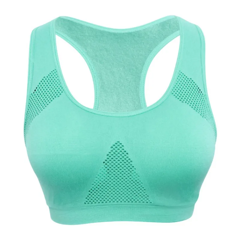 M-2XL Women Sports Bras Mesh Breathable No Trace Bra Gym Running Yoga Tops Out Summer Solid Color Fitness Tank