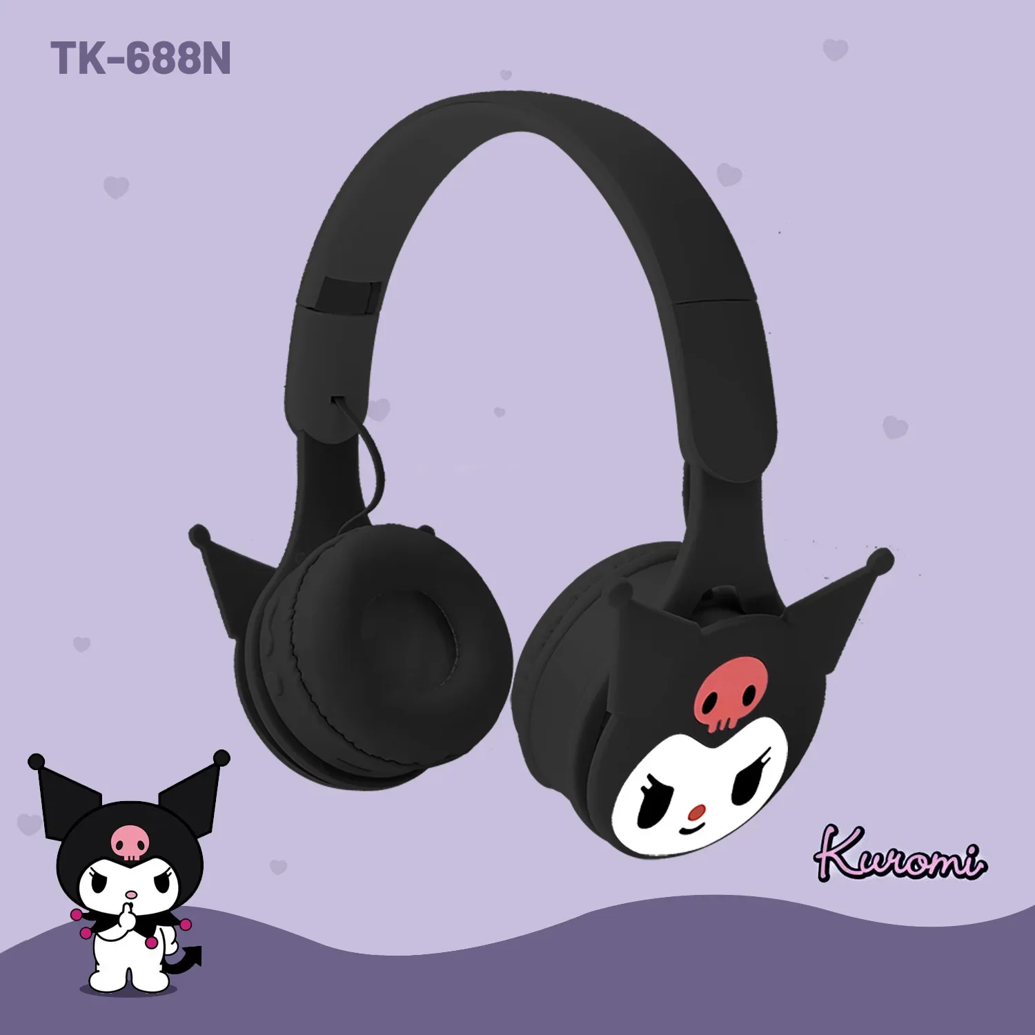 New Kuromi-TK-688N High Quality Children and Student Princess Headworn Computer Phone Music Stereo Earphones