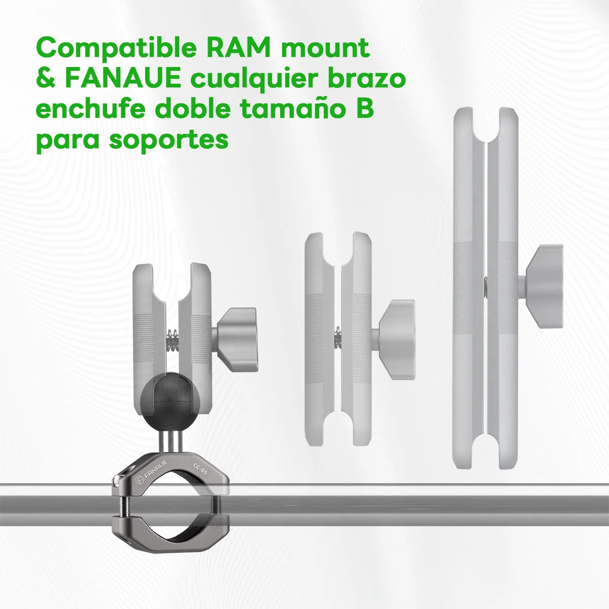 FANAUE aluminum alloy motorcycle handlebar phone holder 25mm/20mm/17mm ball head extension base is stable and non-slip image 2