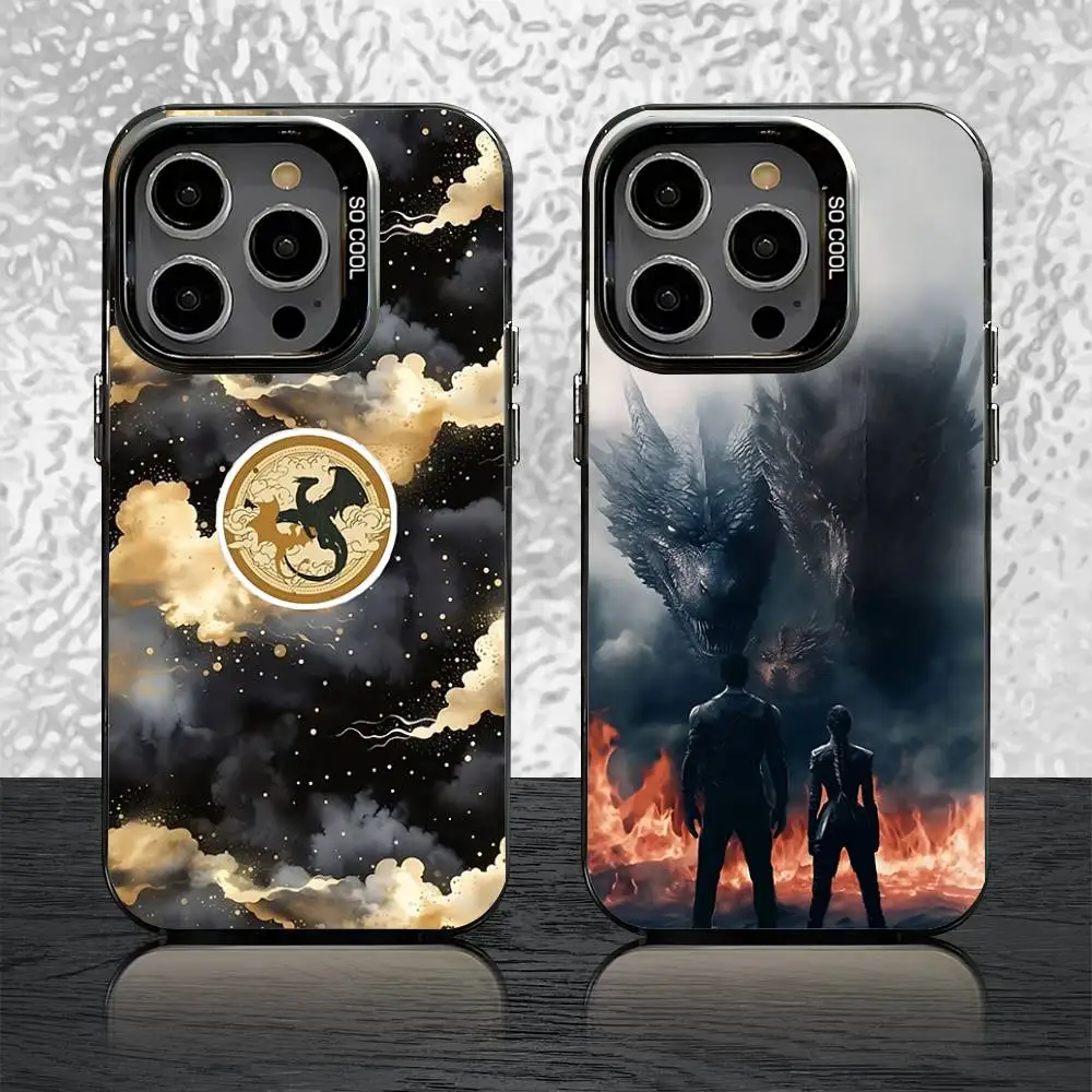 

F-Fourth W-Wing Dragon Phone Case For iPhone 16,15,14,13,12,11,Pro,Max,Plus,Mini,SE Grey Black Matte Laser Back Cover