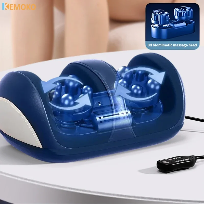 Electric Foot Leg Massager Machine Deep Muscle Hot Compression Heat Therapy Shiatsu Therapy Knead Roller Remote Control Vibrator