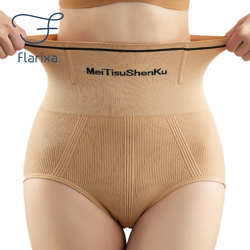 

Flarixa Seamless High Waist Briefs Tummy Control Panties for Women Letter Printed Slimming Belly Underwear Postpartum Shapewear