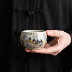 Exquisite Ice Crack Glaze Teaware Ceramic Tea Cups Hand-painted Porcelain Master Cup Exquisite Chinese Teacup Tea Accessories