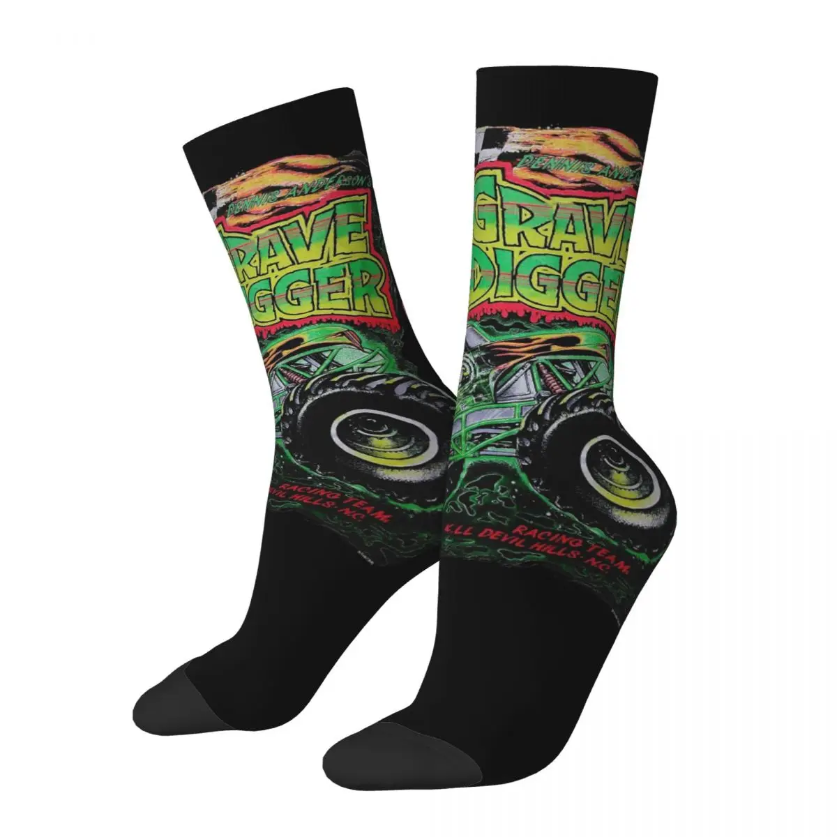 Men's compression Socks Grave Digger Racing Team Vintage Retro Harajuku Vintage Truck Hip Hop Novelty Pattern Crew Crazy Sock