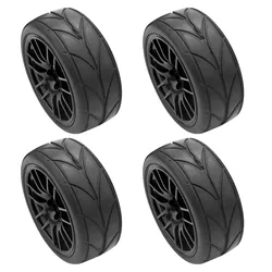 4Pcs 1/10 Rubber Tire Rc Racing Car Tires On Road Wheel Rim Fit For 9068-6081 Rc Car Part