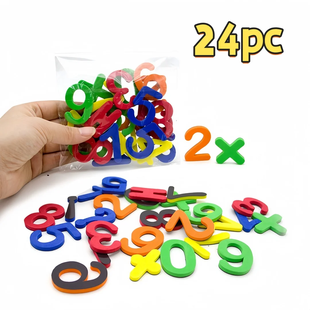 24Pcs Educational Magnetic Alphabet Number Fridge Magnets - Toddler Learning Toys Preschool Early Education Aids Spelling Cou
