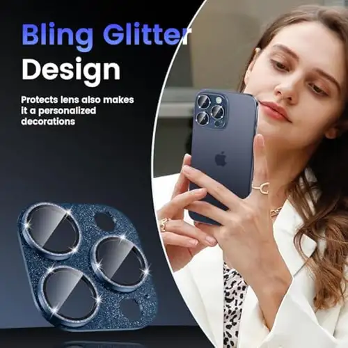 Bling Metal 9H Tempered Glass Camera Protector for iPhone 15 Pro Max Plus 14 Glitter Alloy Shield Lens Rings Cap Full Cover Film - Image 2