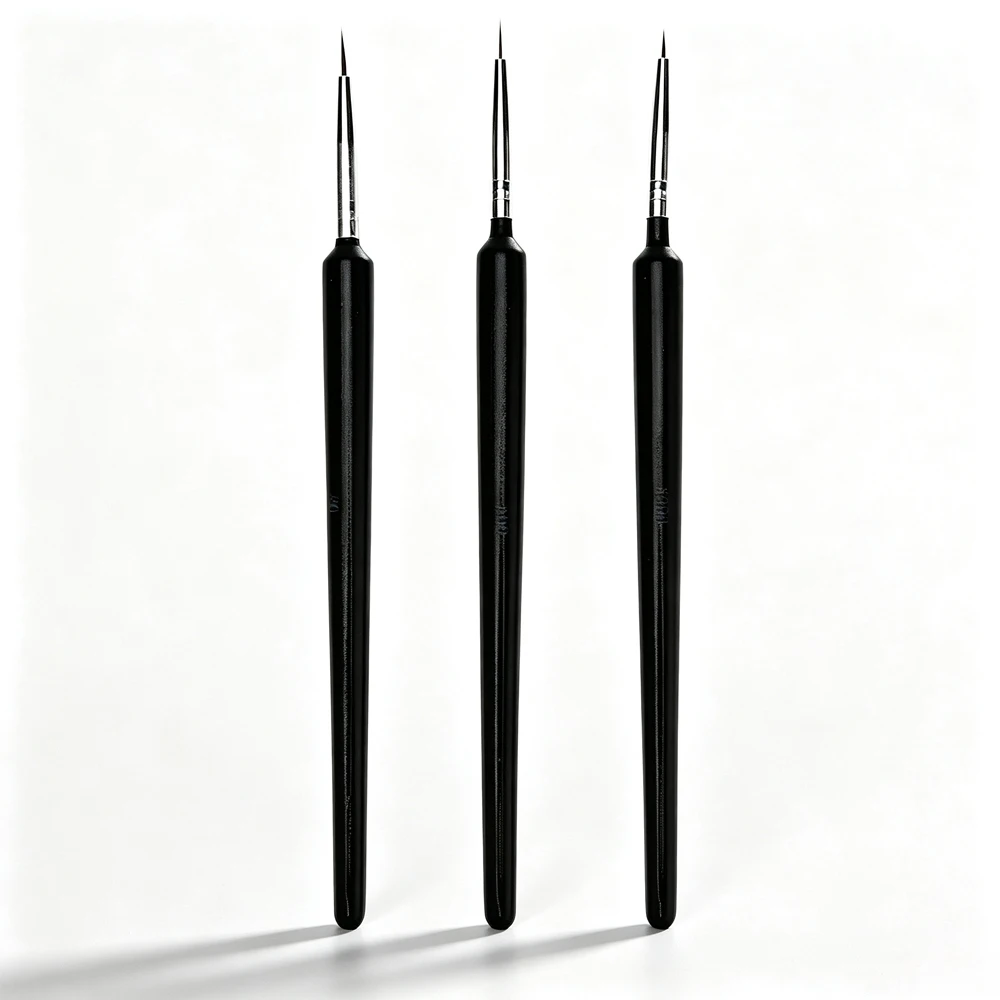 YIKOOLIN 3Pcs Ultra Fine Nylon Nail Liner Brushes for Thin Lines Flowers Swirl Patterns DIY Home Salon Manicure Art Tools Gifts