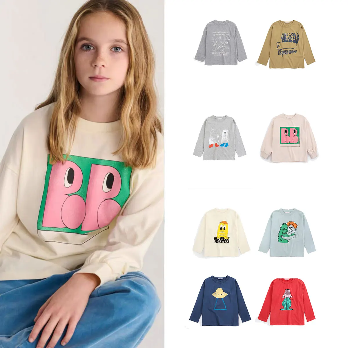 2026 AW New Kids Tops Boys Girls Cute Print T Shirts Sweatshirts Outwear Clothes Sweaters