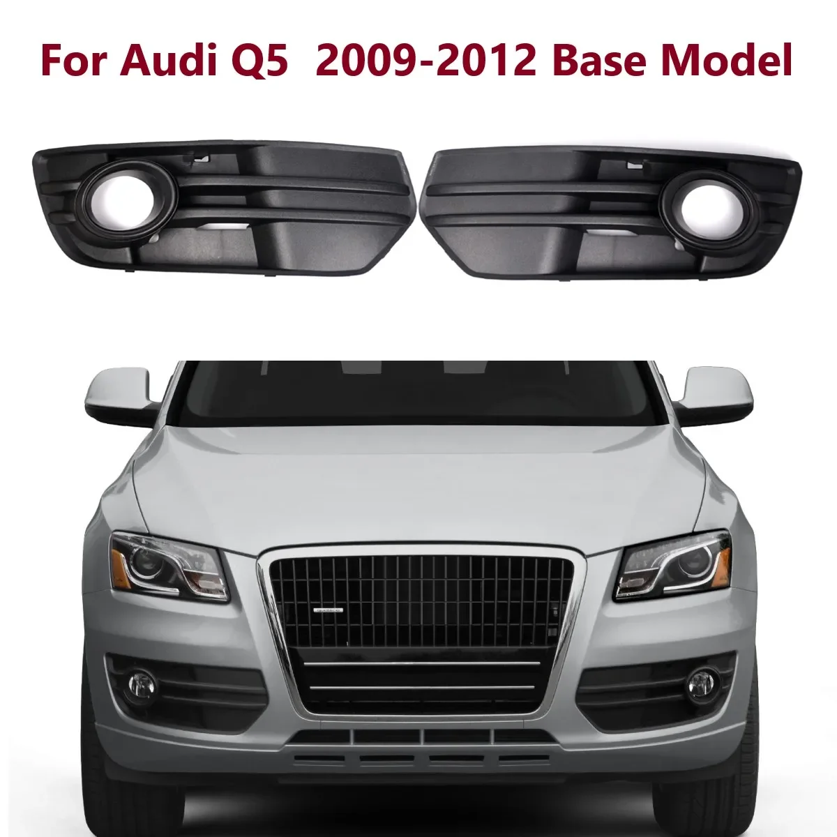 Image of 8R0 807 681A 8R0 807 682A Schwarz Links Rechts Auto Front Stoßstange Nebel Licht Grille Abdeckung Untere Grills Für Audi Q5 2009 2010 2011 2012