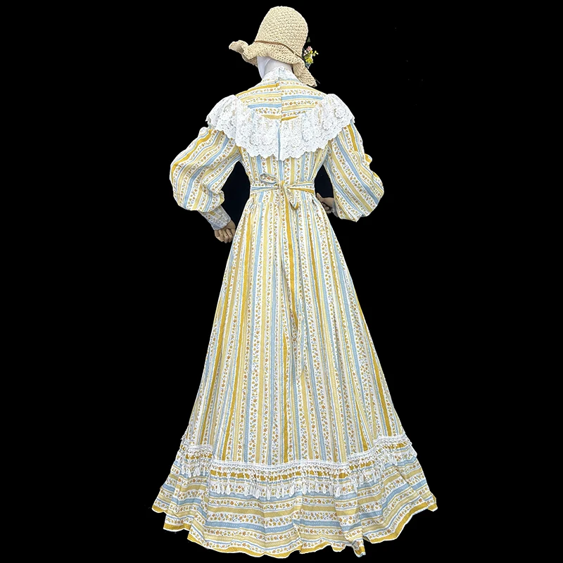 AnXin SH princess yellow flower white ruffles lace high neck long sleeve zipper bow a line party customized evening dress