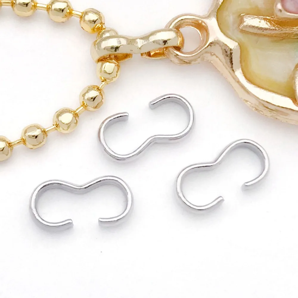 10 шт., 18 К, медная пряжка с 3 символами, натуральная золотая открытая ювелирная пряжка, аксессуары, сделай сам, толстая серебристая соединительная пряжка