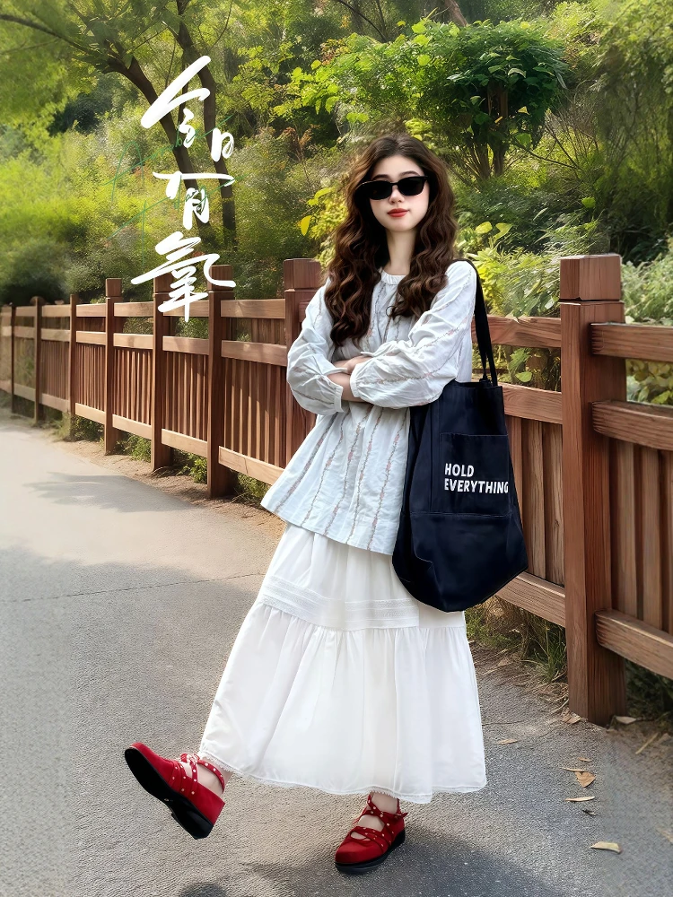 

plus Size Women's Spring Faion Set Striped Top f Skirt Korean Sle Agel High-End Unique Ensemble Polyester Fabric