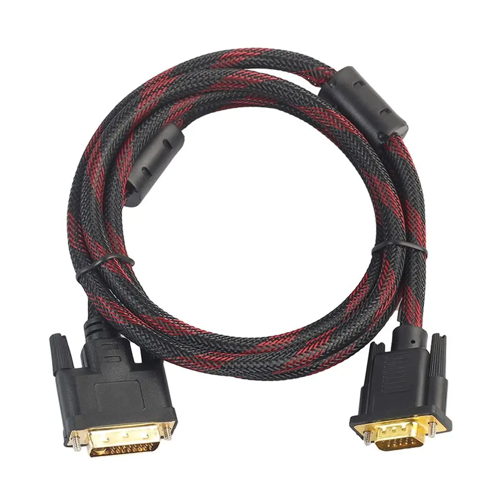 1.5m DVI Male to VGA Male Cable DVI-I 24+5 Wire Bi-Directional Cord DVI-I to VGA Video Line for HDTV DVD Laptop Monitor