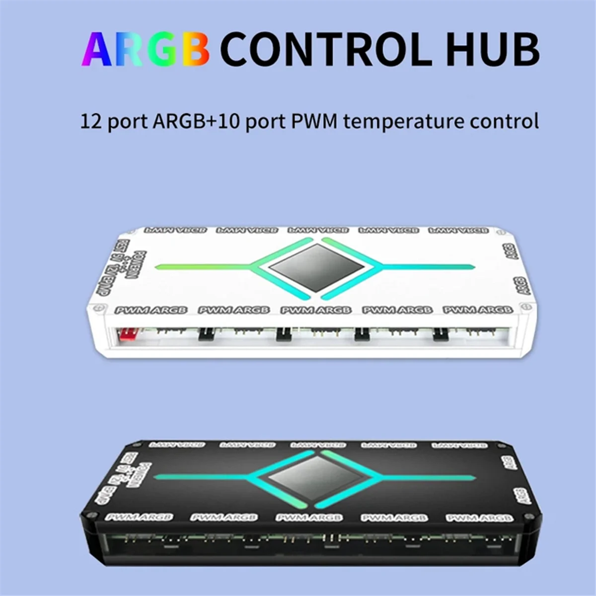 A71P 12 Port ARGB +10 Port PWM Magnetic Suction Hub with Remote Control PWM & ARGB Hub Splitter for PC Fan Hub Splitter Black