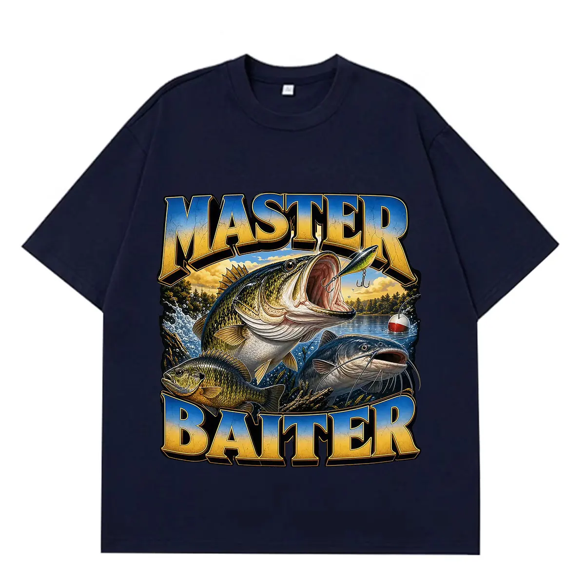 Master Baiter Bass Fishing Funny Meme T-shirt Men Women Vintage T-Shirt Summer Short-sleeved Loose Casual Cotton Hip-hop T-shirt
