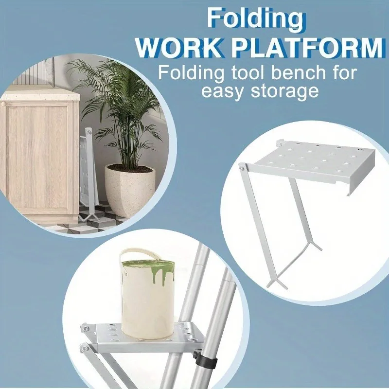 1pc Heavy-Duty Steel Telescoping Step Platform, Adjustable Stool for Home Repair, Durable, Multi-Functional Ladder