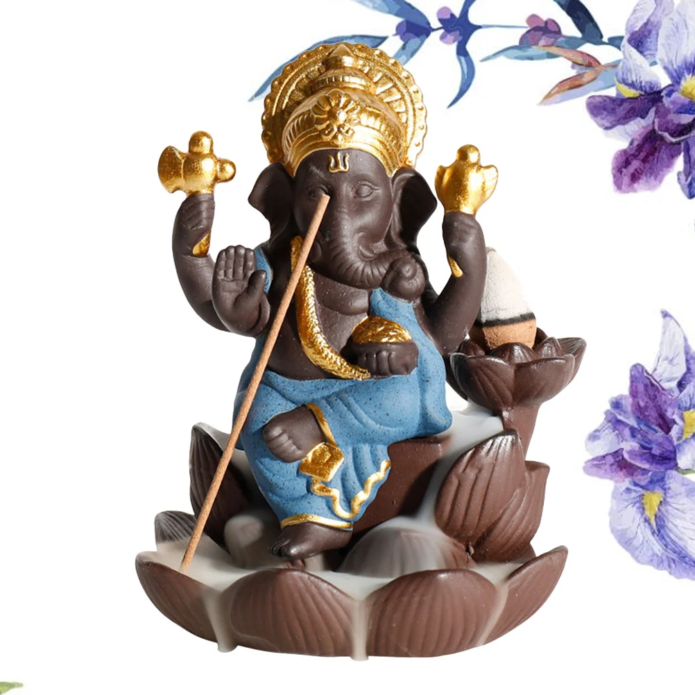 

Elephant Incense Burner Backflow Ceramic Purple Clay Statue Smoke Falling Effect for Study Bedroom Sauna Relaxation Home Office