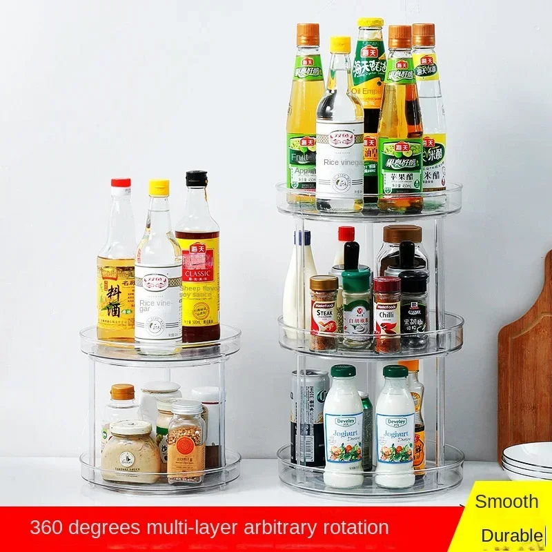 Kitchen Rotating Rack Multi-functional Storage Turntable Condiment Storage Rack Seasoning Rack Seasoning Storage Box Fruit Plate