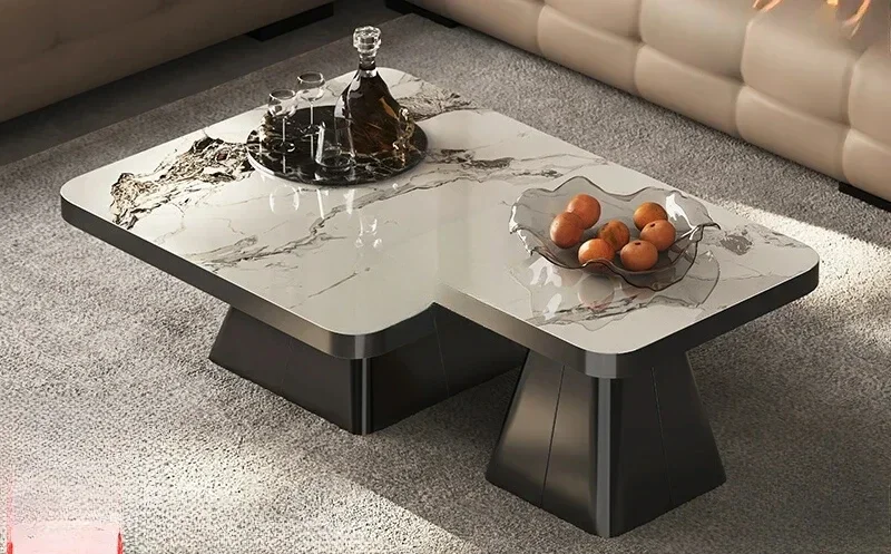 A  Rock slab coffee table suspended square high-end light luxury high-end sense 2024 new model