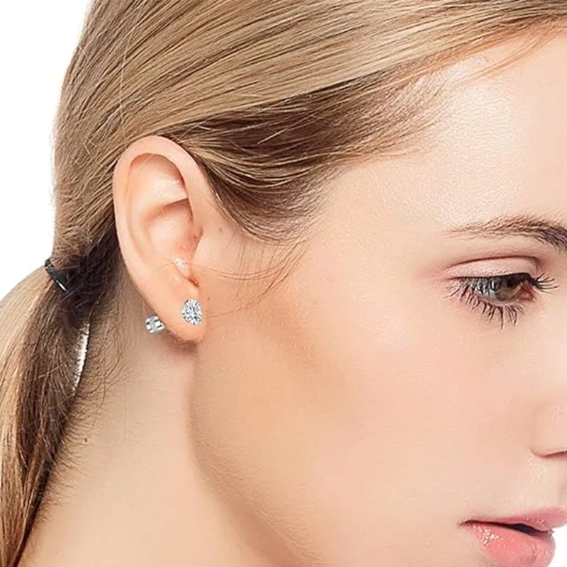 2pcs 20G Hypoallergenic Titanium Steel Stud Earrings for Men Women, Zircon Screw Back Earring Cartilage Tragus Ear Piercing Gift image 2