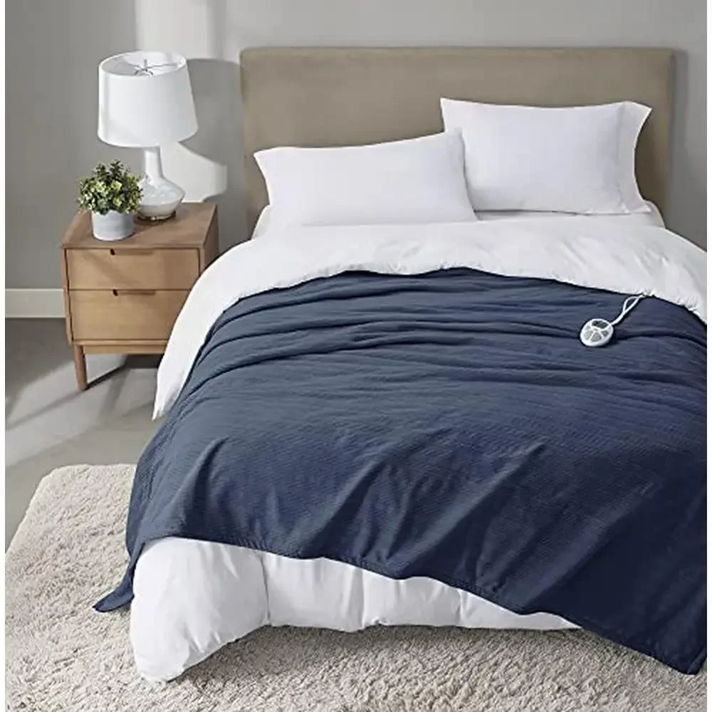

Ultra Soft Fleece Heated Blanket Tri-Rib Texture 10 Heat Levels Auto Shut Off 62"x84