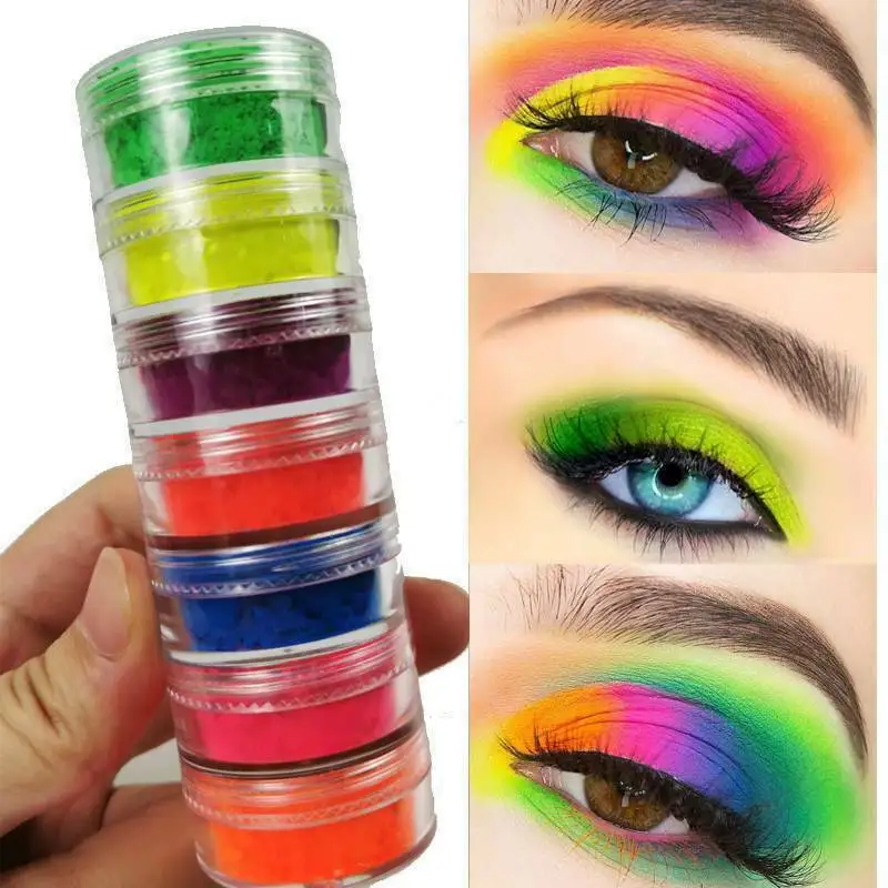 2/5PCS Farben Neon Lidschatten Leuchtenden Eyeliner Lippen Make-Up Kosmetische Fluoreszierende Pigment Glow In The Dark Lidschatten mode Auge