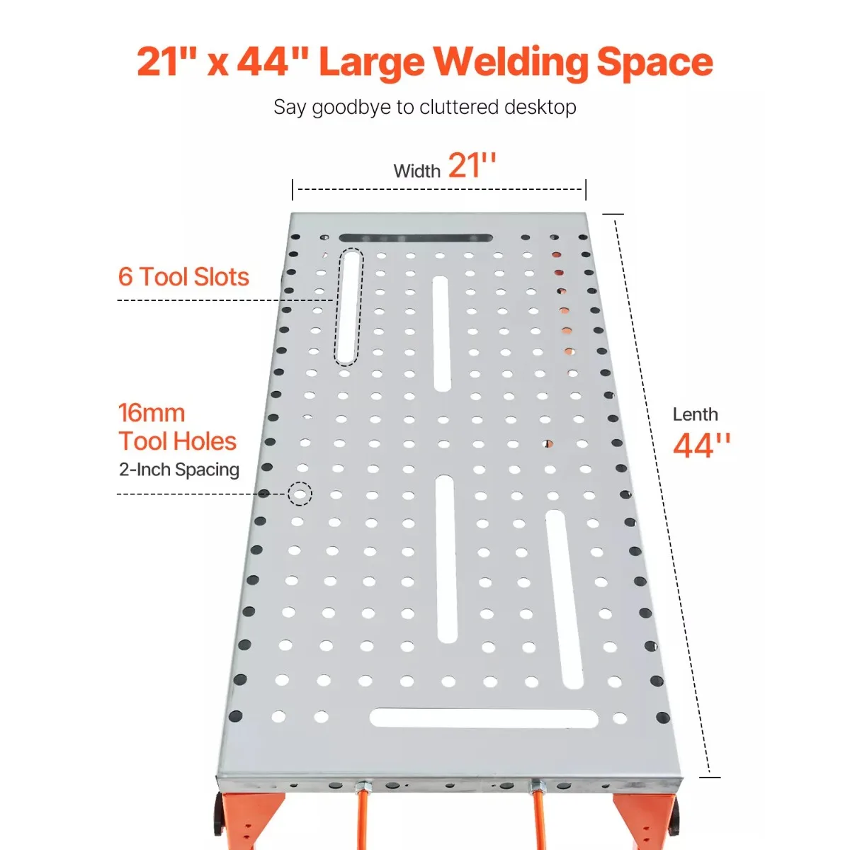 us- Welding table 44 "x 21" 500 lb folding table with 4 level adjustable height -