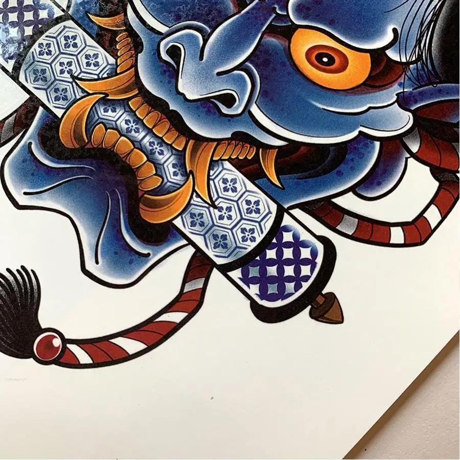 Anime Japanisches Monster Hannya Teufel Temporäre Tattoos Cartoon Dämon Tattoo Body Art Wasserdicht Fake Tattoo Aufkleber für Frau Männer