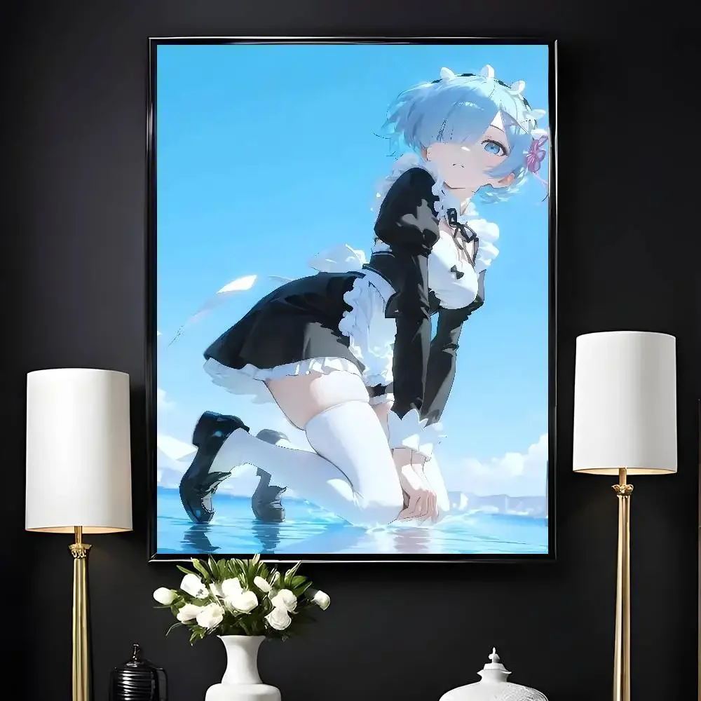 أنيمي إعادة صفر بدء الحياة في عالم آخر ملصق Rehm ذاتية اللصق جدار الفن لغرفة المعيشة غرفة نوم لا تتلاشى المنزل الحديث #4